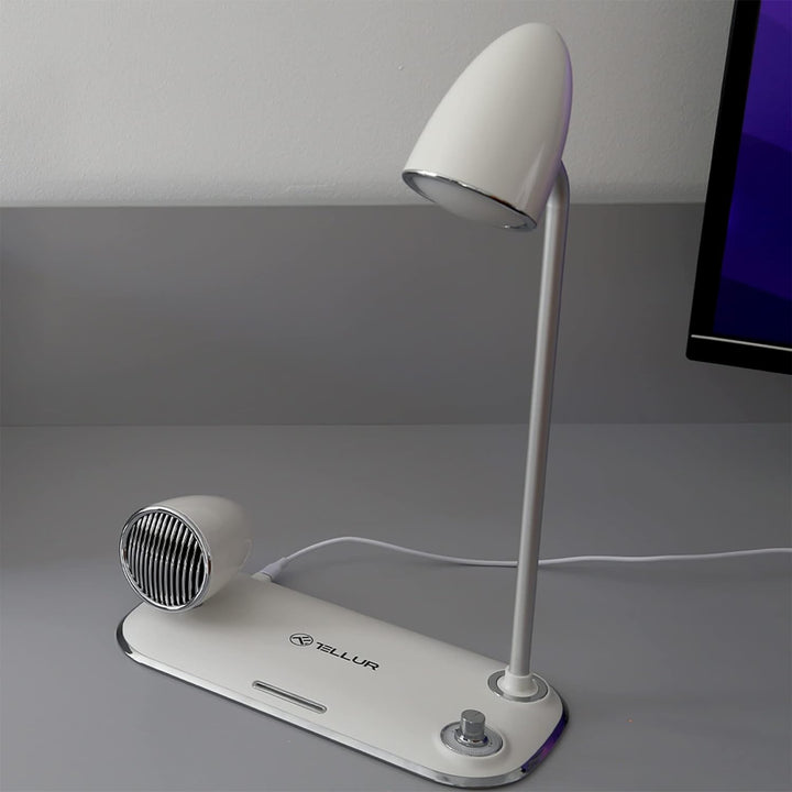 TELLUR Nostalgia Kabelloses Ladegerät, 15 W Leistung, Bluetooth-Lautsprecher 5 W, Schreibtischlampe