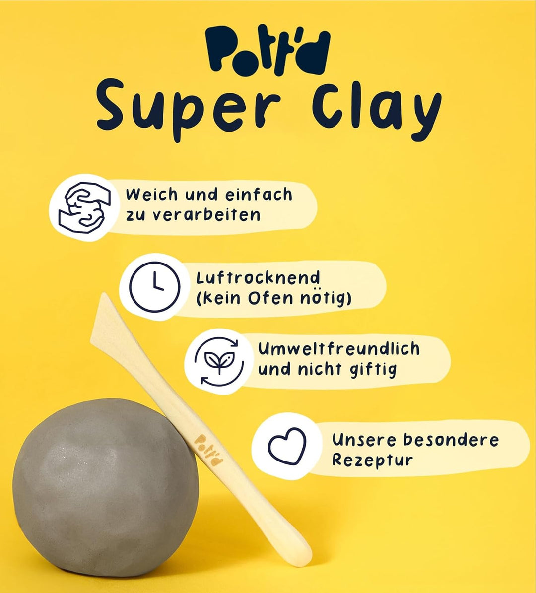 Pott'd Mini-Töpfer-Sets | Lufttrocknendes Töpferset für Erwachsene | Mit Farben, Töpferwerkzeugen un