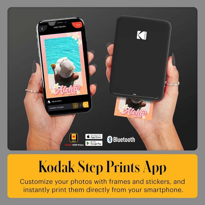 KODAK Step Sofort-Smartphone-Fotodrucker - Tragbarer Mini-Farb-Mobilfotodrucker - Zink 2x3” Klebefot