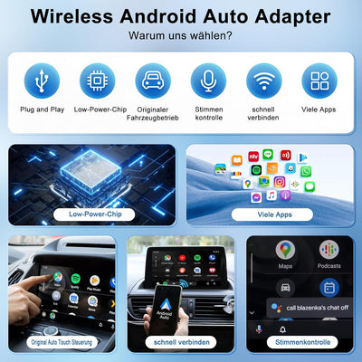 Wireless Android Auto Adapter, Android Auto Dongle Wireless für Android Car System Radios, Android C