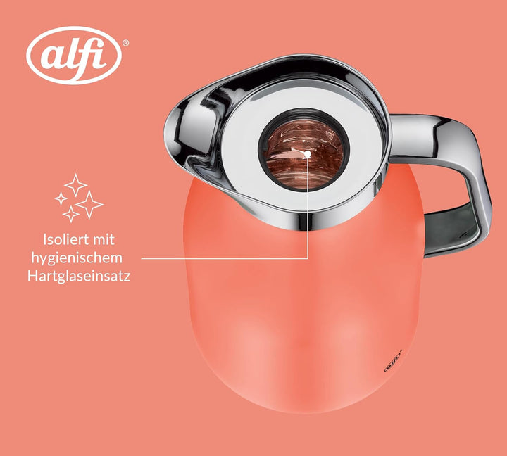 alfi SKYLINE 1,0l, deep apricot, Edelstahl-Isolierkanne mit hygienischem Hartglaseinsatz, Drehversch