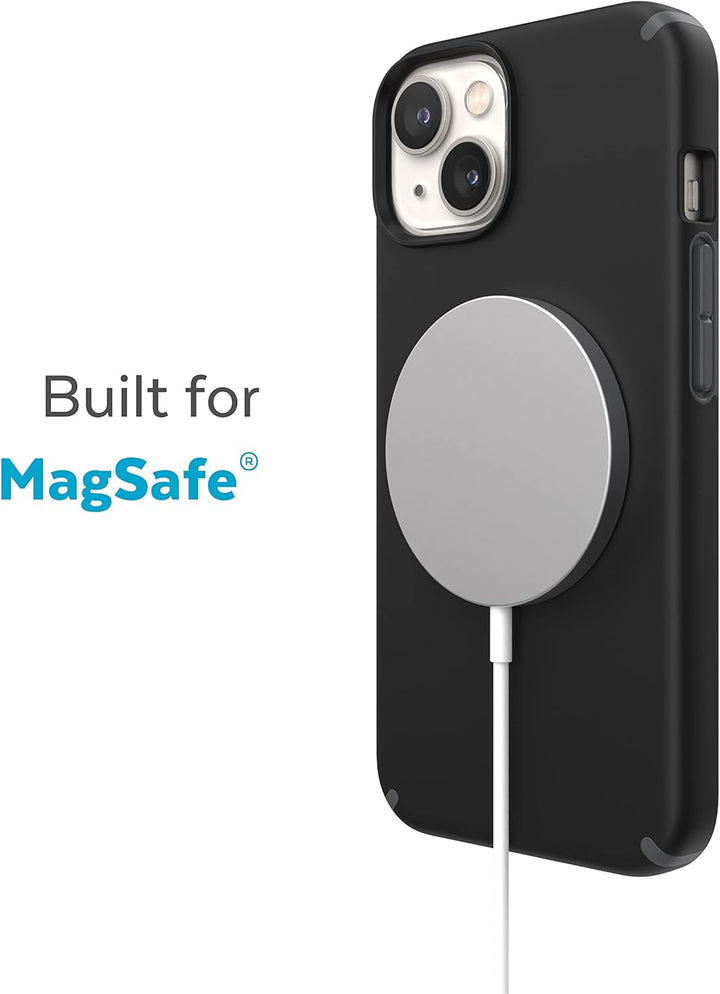 Speck CandyShell Pro + MagSafe - iPhone 14 Plus Hülle mit Microban-Beschichtung (Schwarz/Schiefergra