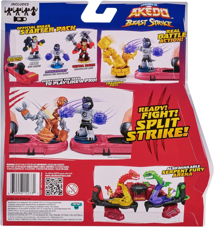 Akedo Legends of Beast Strike – Offizielles Rules Bite Strike Starterpaket – 3 Mini Battling Warrior