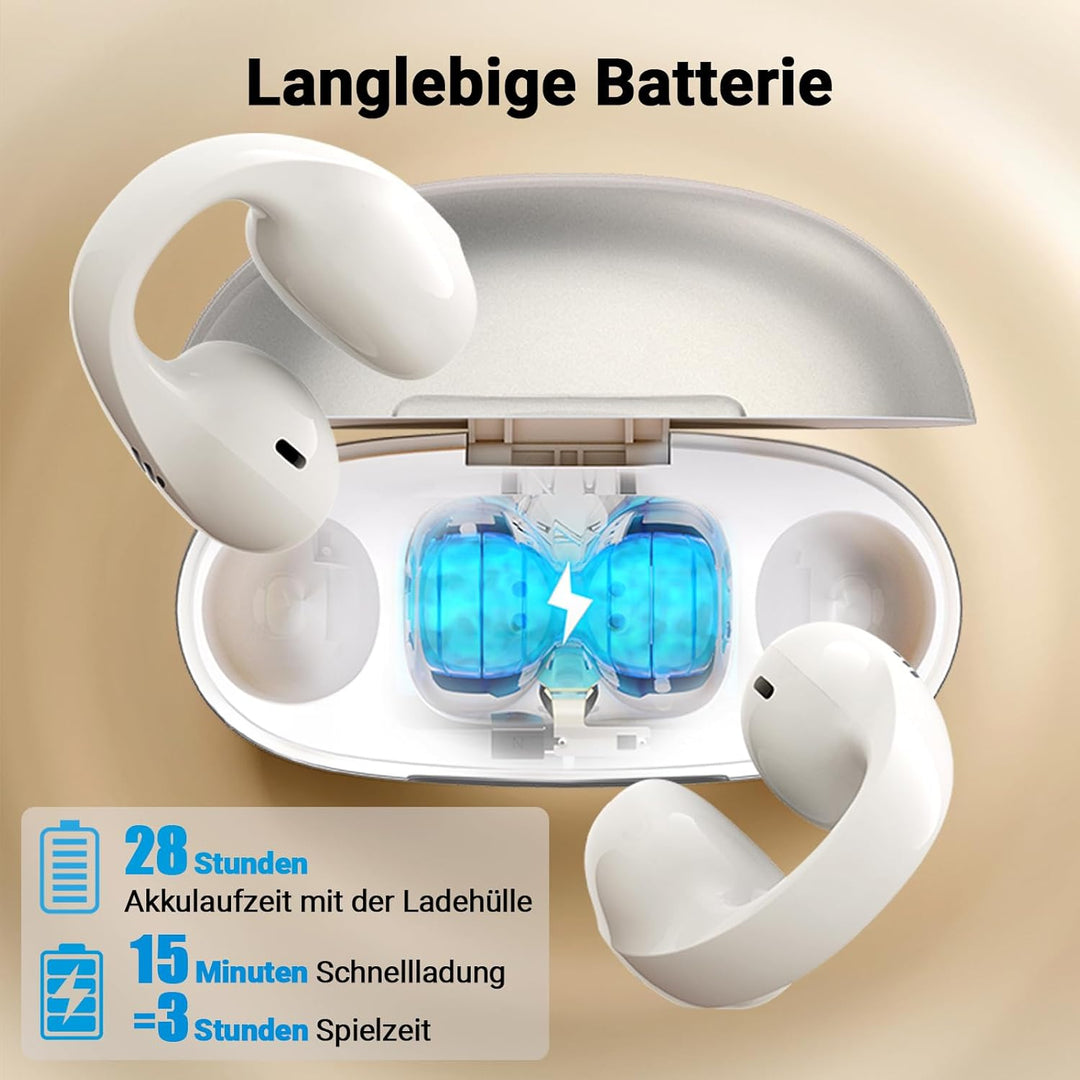 Edifier Open-Ear True Wireless-Ohrhörer, Bluetooth 5.4 mit 28 Stunden, Mikrofone mit AI-Rauschunterd