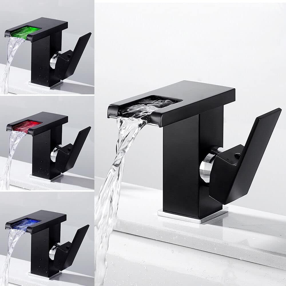LED-Licht Waschbecken Wasserhahn 3 Farbewechsel RGB für Badezimmer Kaltes und Heisses Wasser Vorhand