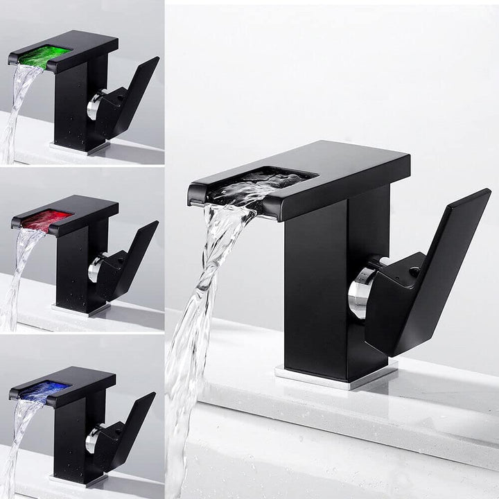 LED-Licht Waschbecken Wasserhahn 3 Farbewechsel RGB für Badezimmer Kaltes und Heisses Wasser Vorhand