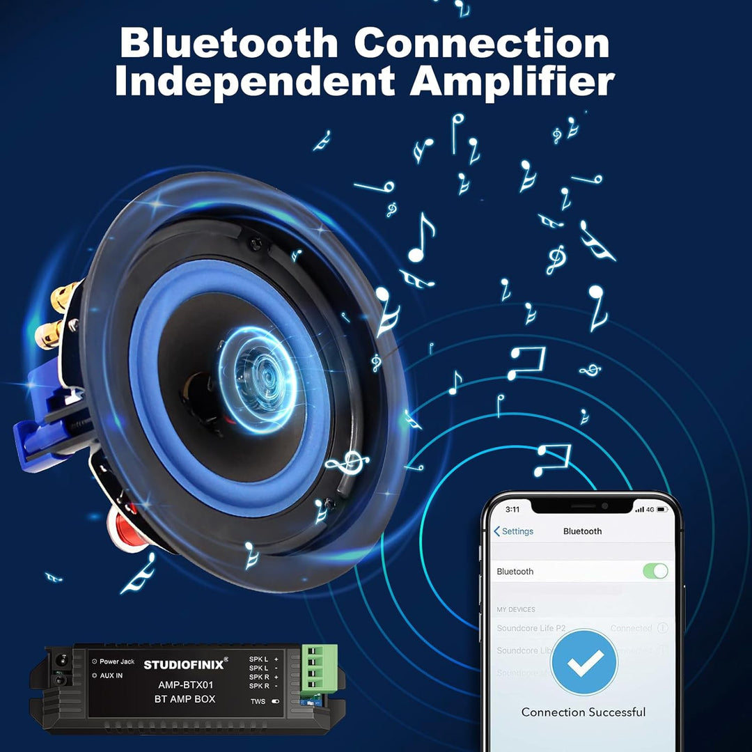 STUDIOFINIX 4-Zoll-Bluetooth-Deckenlautsprecher, 160W 2-Wege-System, kabelgebundenes Surround-Sound