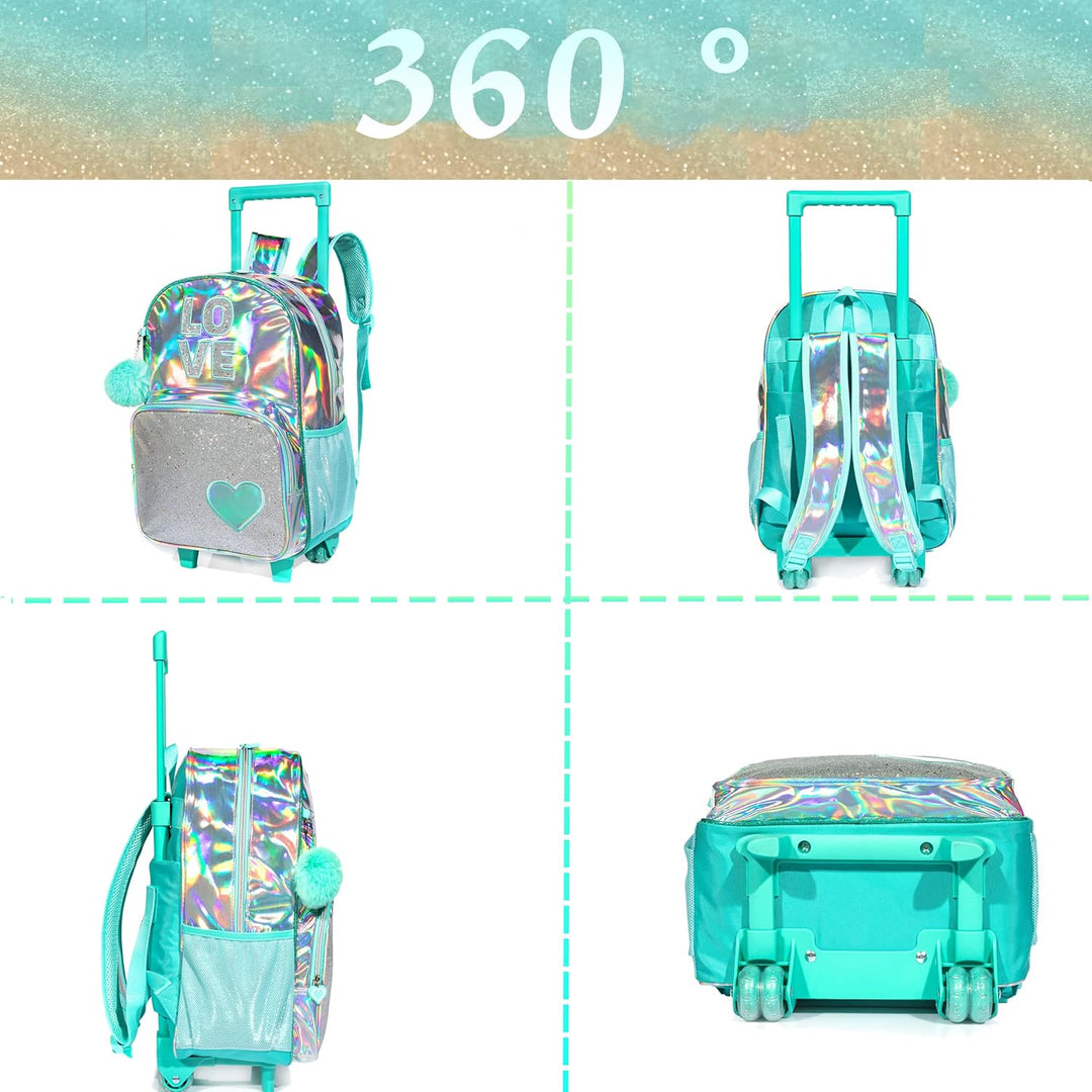 HTgroce Grün Trolley Rucksack Schulrucksack Kinder Multifunktionaler schultrolley Schultaschen Koffe