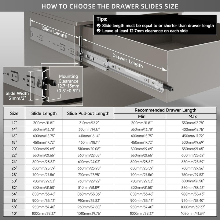 AOLSHENG schubladenschiene vollauszug 300 mm,Schwere schubladenführungen mit Schloss 68 kg Ladekapaz