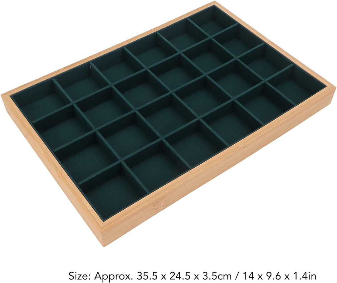 Schmuck-Aufbewahrungs-Display-Tablett, 24 Gitter, Schmuck-Tablett, Holzarmband, Halsketten-Display,
