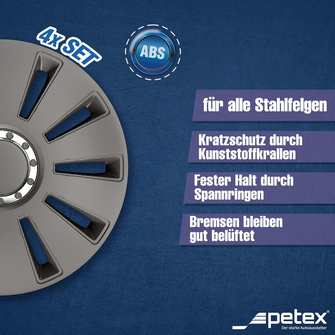 Petex Radblende Radkappe Silverstone pro Dark 14 Zoll (Satz=4Stk.), 14 Zoll