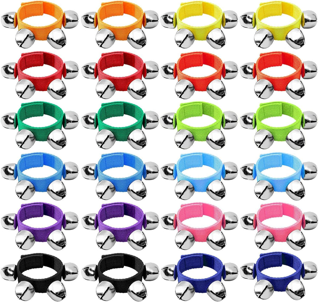 LATERN 24 Stück Armband Jingle Bells, 12 Farben Band Handgelenkglocken Armbänder Jingle Bells Musika