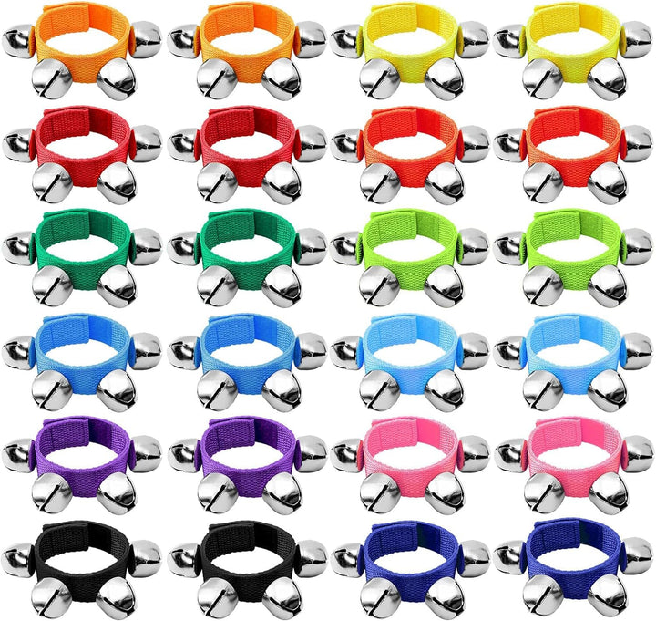 LATERN 24 Stück Armband Jingle Bells, 12 Farben Band Handgelenkglocken Armbänder Jingle Bells Musika