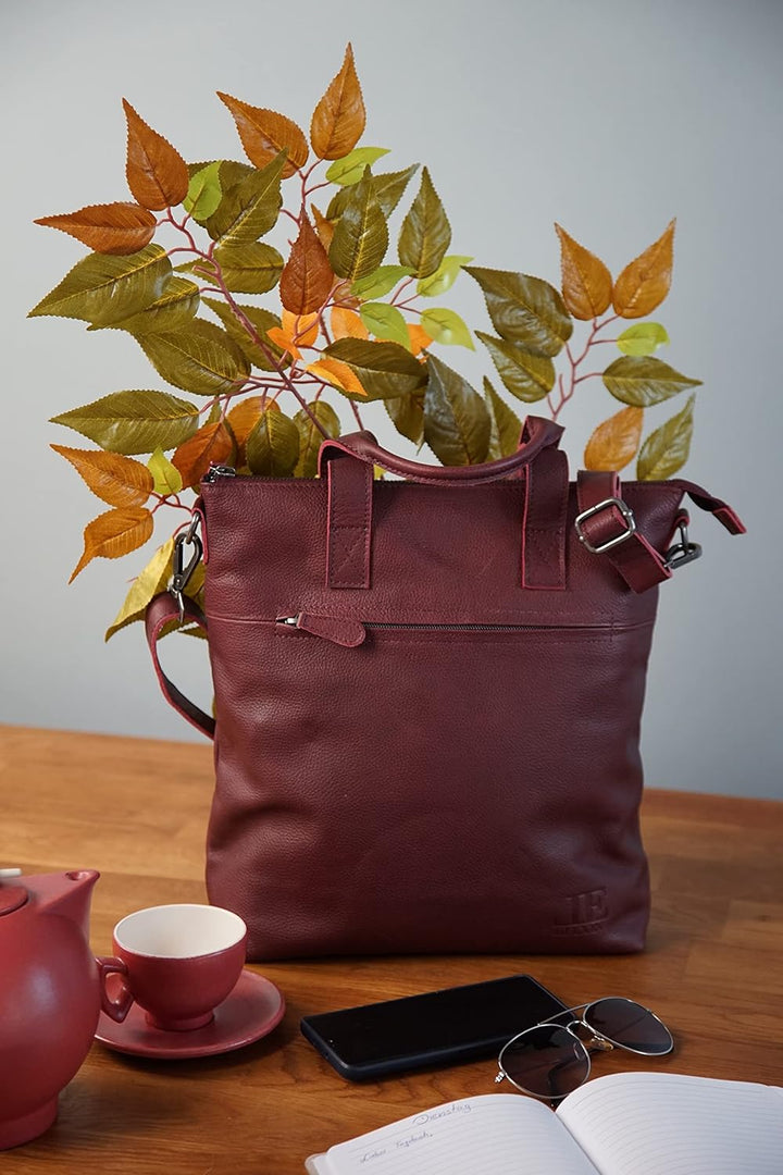 LECONI Schultertasche Henkeltasche Ledertasche für Damen echtes Leder Natur Shopper Lederhandtasche