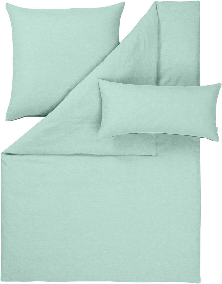 ESTELLA Halbleinen Bettwäsche Alvaro Mint, 1 Bettbezug 155 x 220 cm + je 1 Kissenbezug 80 x 80 cm +