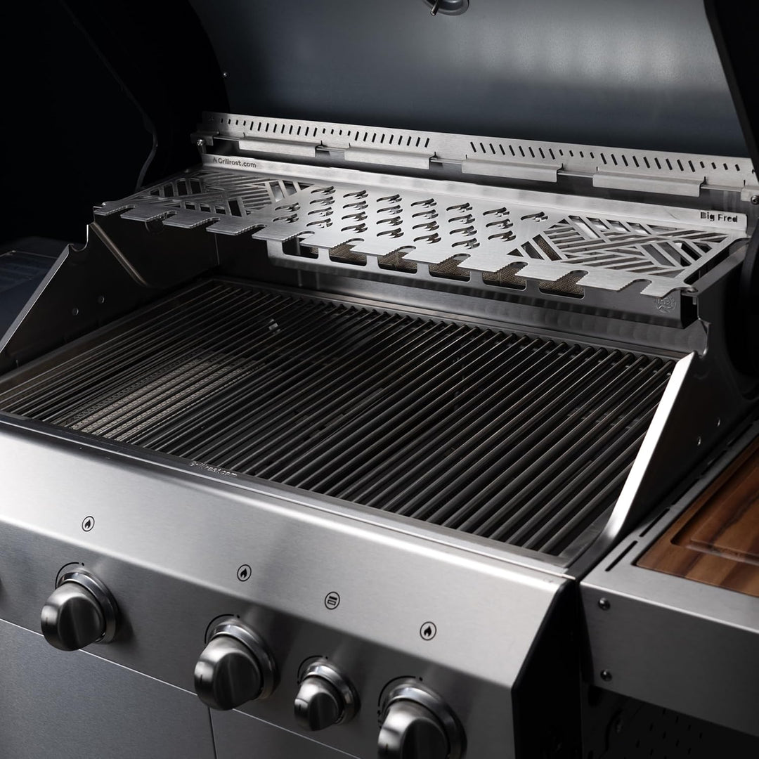 Grillrost.com Das Original Edelstahl Multistation | Warmhalterost für Burnhard Big Fred | mit Drumst
