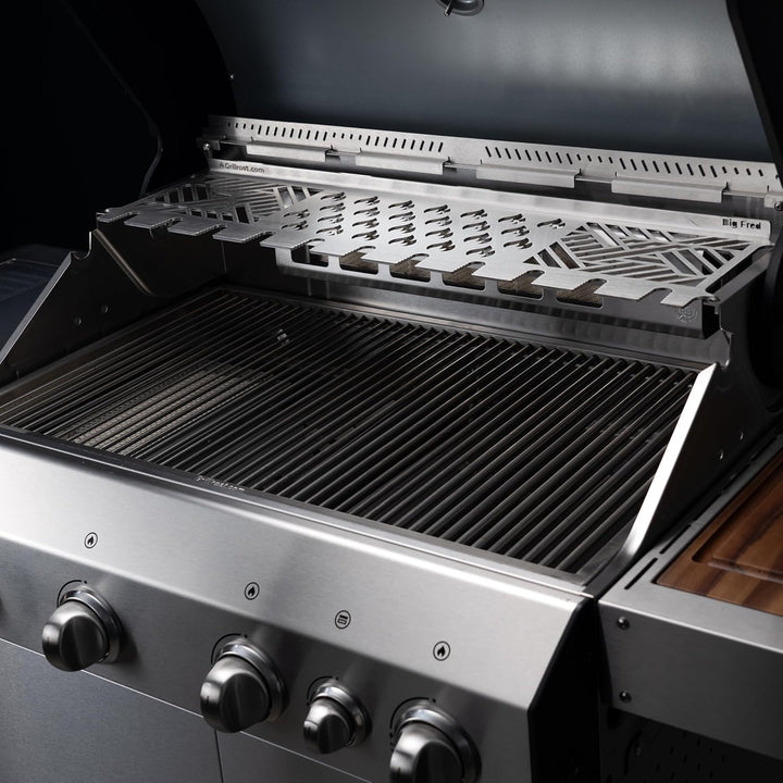 Grillrost.com Das Original Edelstahl Multistation | Warmhalterost für Burnhard Big Fred | mit Drumst