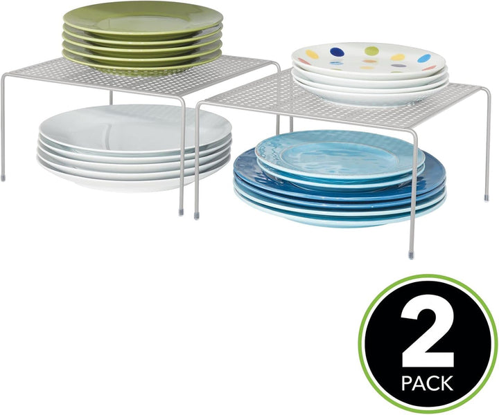 mDesign 2er-Set Geschirrablage für die Küche – freistehendes Tellerregal aus Metall – Küchenregal fü