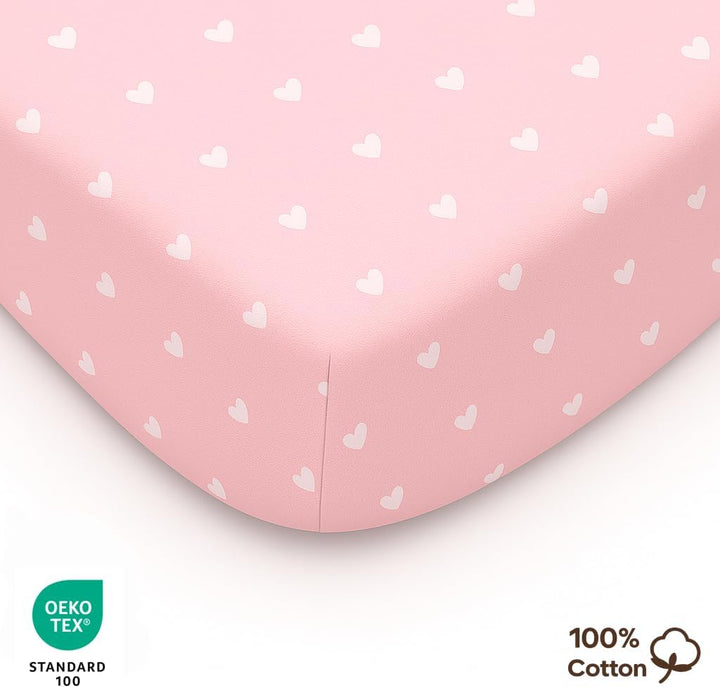 Lovely Hippo 2X Spannbettlaken 50x83 100% Baumwolle - Kompatible Spannbettlaken 50x83 cm - Set 2X (R