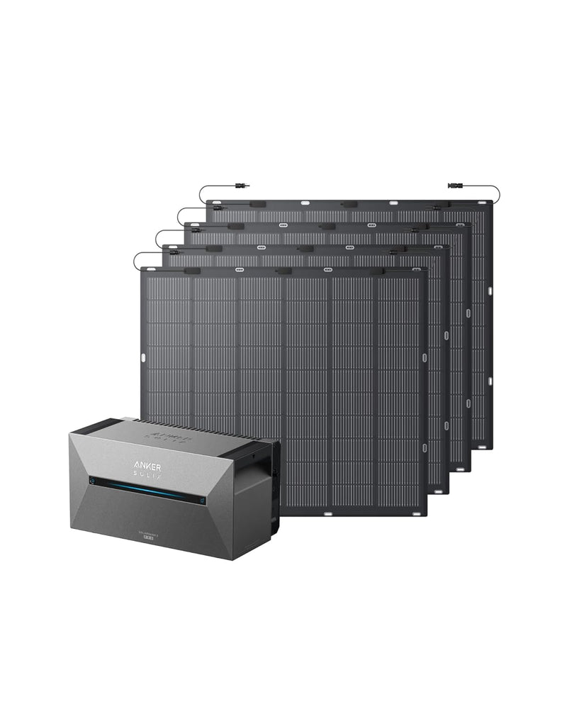 Anker SOLIX Balkonkraftwerk mit Speicher (900W | 1600Wh), Solarbank 2 E1600 Pro (1600Wh), 4× FS20 So