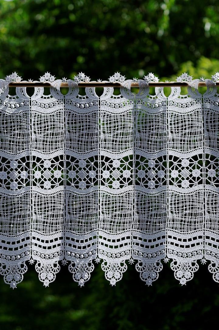 Plauener Spitze by Modespitze, Store Bistro Gardine Scheibengardine mit Stangendurchzug, hochwertige