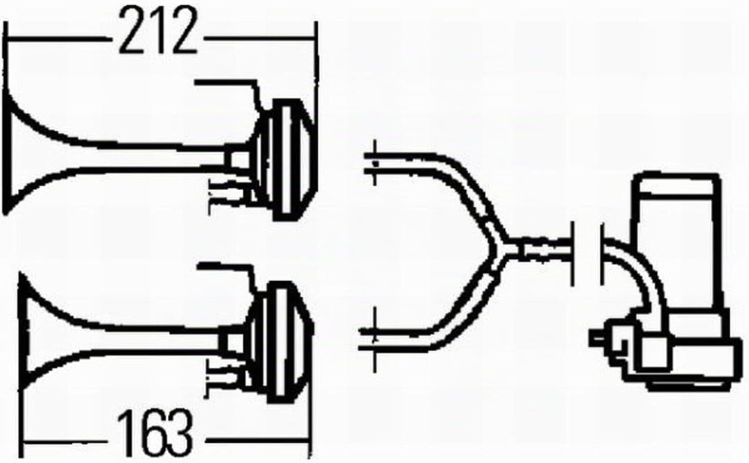 HELLA - Fanfare - 12V - 118dB(A) - Frequenzbereich: 780/840Hz - Fanfare Zweiklang - elektrisch-pneum
