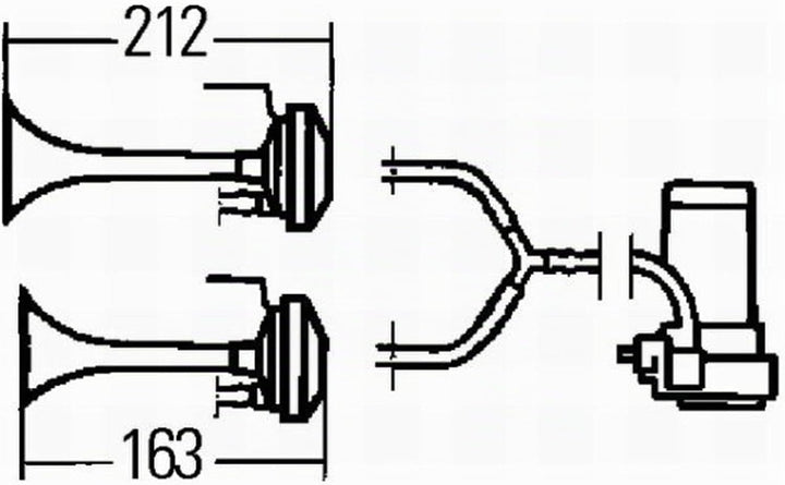 HELLA - Fanfare - 12V - 118dB(A) - Frequenzbereich: 780/840Hz - Fanfare Zweiklang - elektrisch-pneum