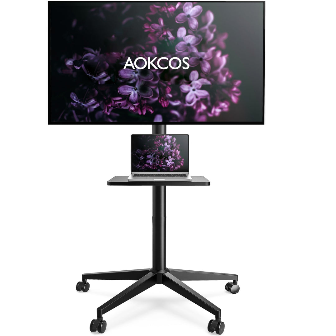 AOKCOS TV Bodenständer Rollbar mit Ablage, TV Ständer mit Rollen für 32-65 Zoll Fernseher bis 40 kg,