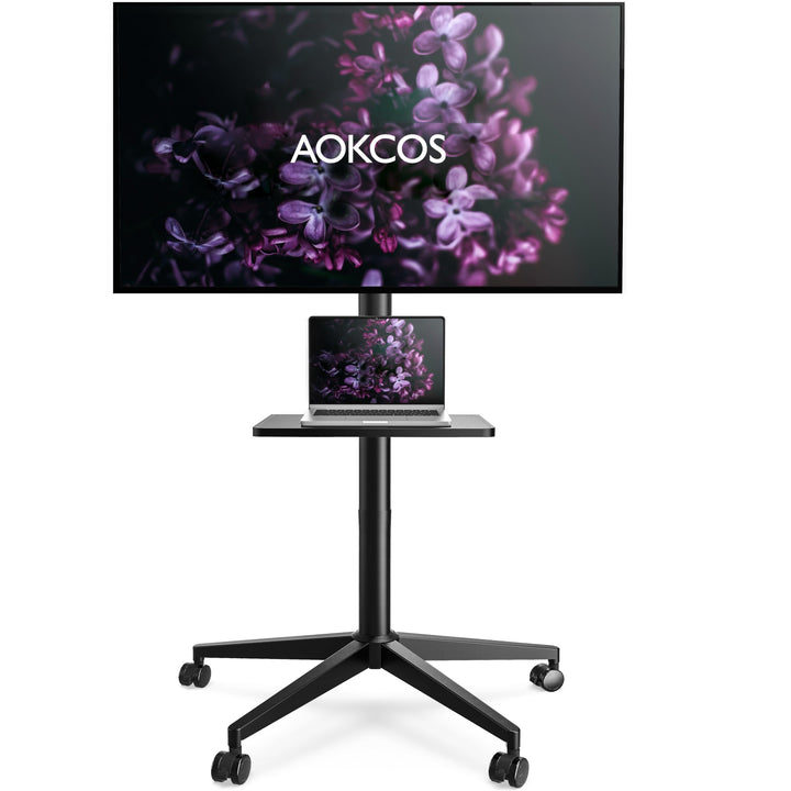 AOKCOS TV Bodenständer Rollbar mit Ablage, TV Ständer mit Rollen für 32-65 Zoll Fernseher bis 40 kg,
