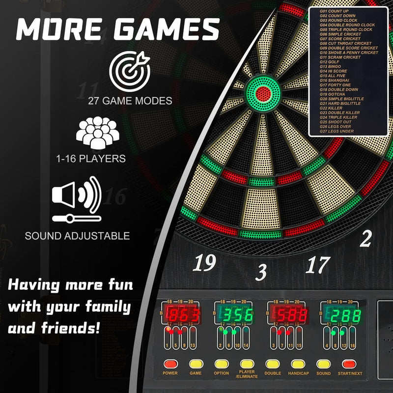Brovamo Dartscheibe, Dekoratives Dartscheiben-Schrank-Set [12*Soft Tip Darts], Elektronische Dartsch
