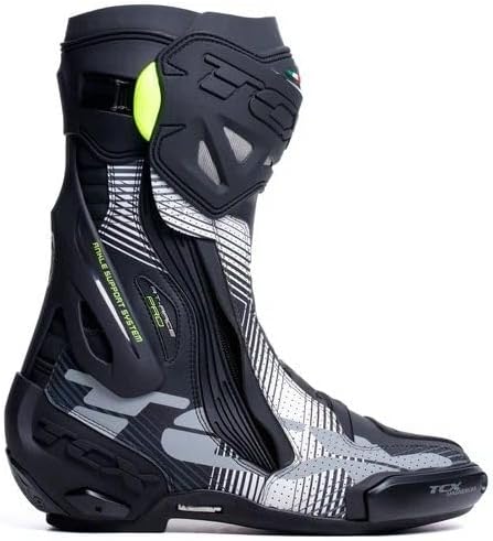 TCX Herren Rt-Race Pro Air Motorcycle Boot 40 EU Schwarz Weiss Grau, 40 EU Schwarz Weiss Grau