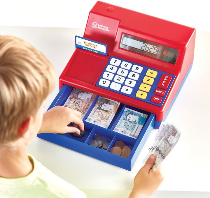 Learning Resources Pretend & Play Spielkasse mit Rechenfunktion und GB-Spielgeld Rot UK, Rot UK