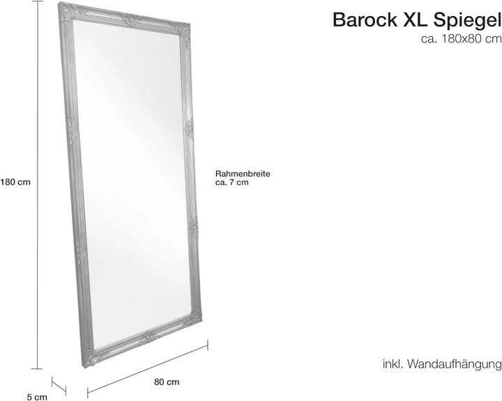 Wholesaler GmbH LC Home Wandspiegel Barock Gold ca. 180 x 80 cm Antik-Stil m. Facettenschliff XL Gan