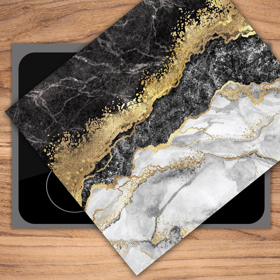 SmartDecoration Herdabdeckplatte Ceranfeldabdeckung aus Glas 60x52 cm Einteilig Motiv "Marmor" Schwa