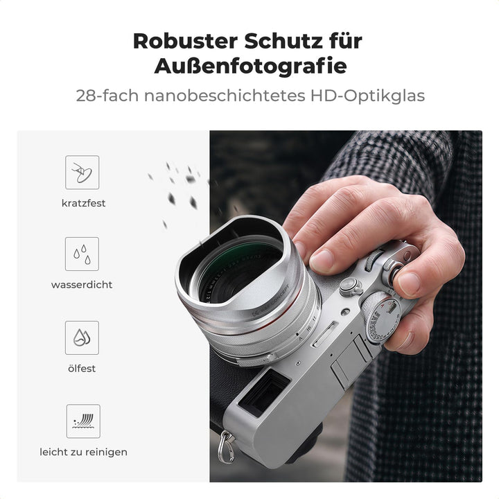 K&F CONCEPT Black Mist 1/4 Filter mit Gegenlichtblende,Objektivdeckel Kompatibel mit Fujifilm Kamera