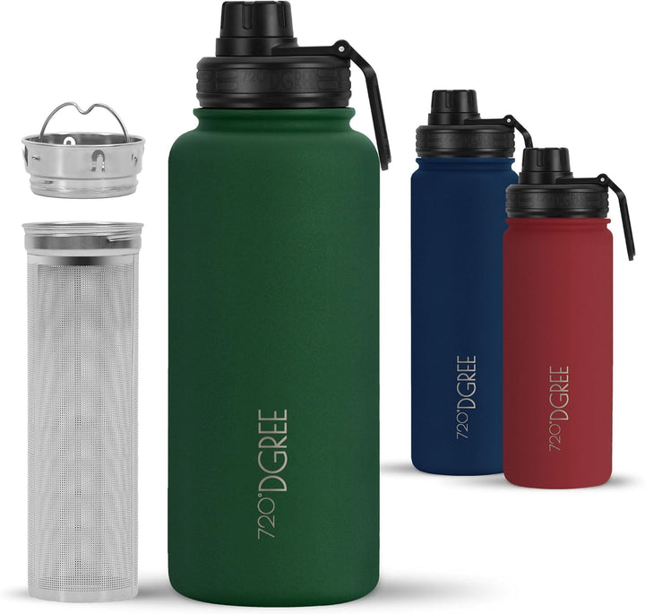 720°DGREE Edelstahl Thermo Trinkflasche 950ml “noLimit” +Früchtebehälter - Auslaufsicher, Kohlensäur