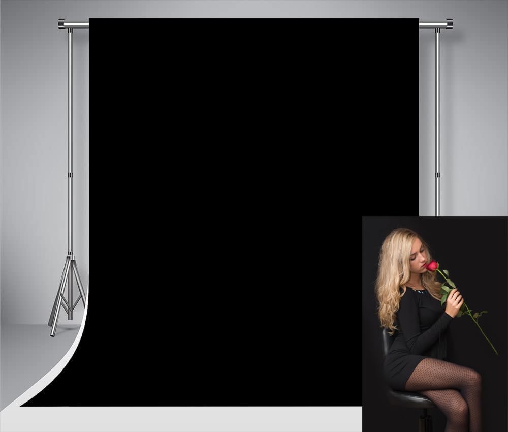 Kate 1,5x2,2m Foto Hintergrund Schwarz Faltbar Microfiber Hintergrund Fotostudio Grundlegender Schwa