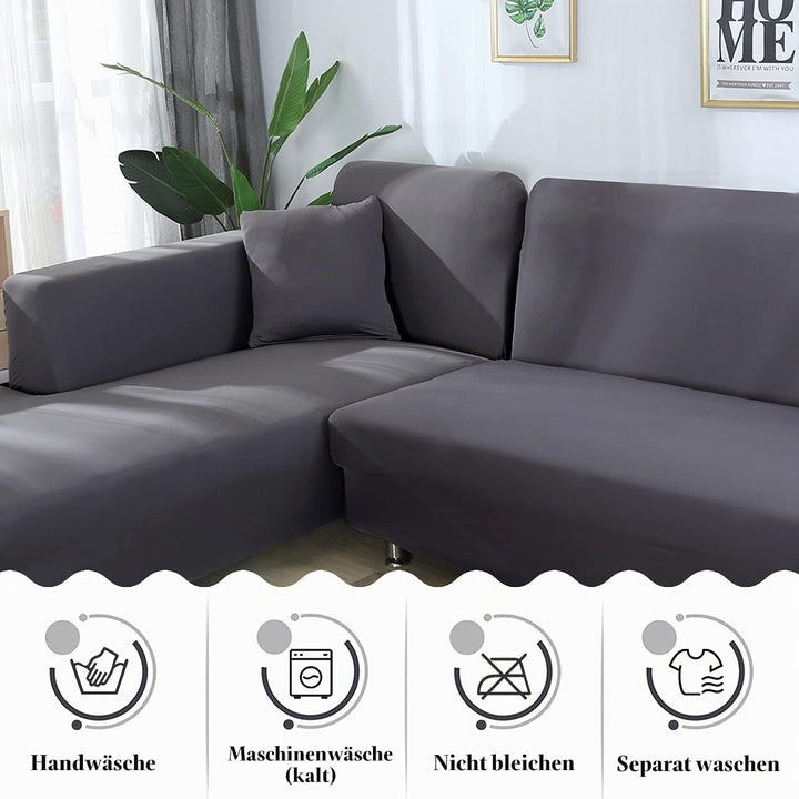 Jaotto Sofa Überwürfe Sofabezug Elastische Spandex Stretch Sofabezüge Couchbezug für L-Form Sofa Uni