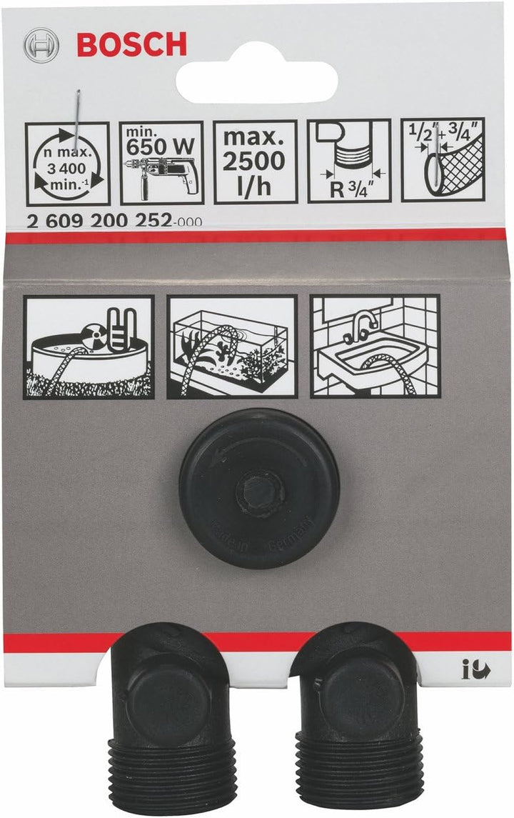 Bosch Professional Zubehör 2609200252 Wasserpumpe 2500 l/h, 1/2; 1,9 cm (0,75 Zoll), R 1,9 cm (0,75