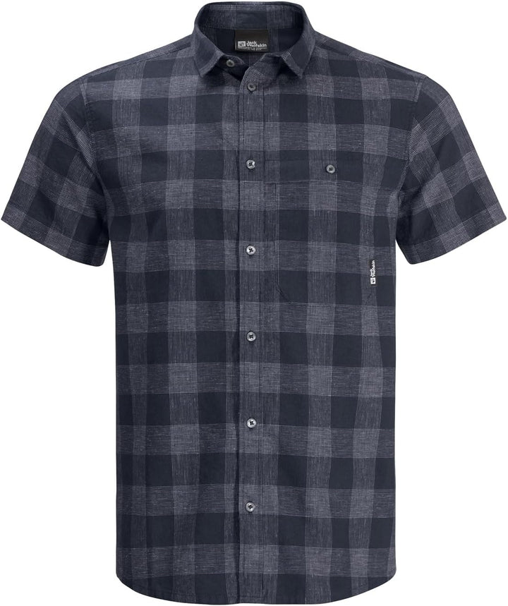 Jack Wolfskin Herren Highlands M Shirt Shortsleeve L Night Blue Checks, L Night Blue Checks