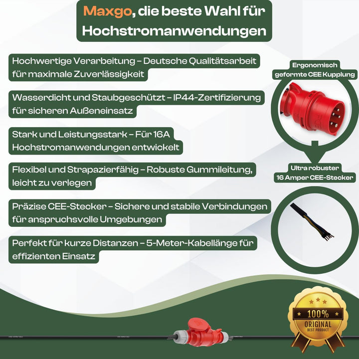 netbote24® CEE Maschinen-Anschlussleitung 400V / 16A H07RN-F 5-polig (3P+N+PE) 5x2,5 mm² IP44 2,5-50