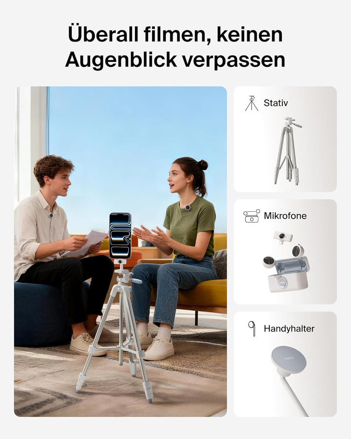 Belkin Stage Creator Kit, Vlogging-Kit, Stativ für Smartphone, magnetische Handyhalterung, Zwei kabe