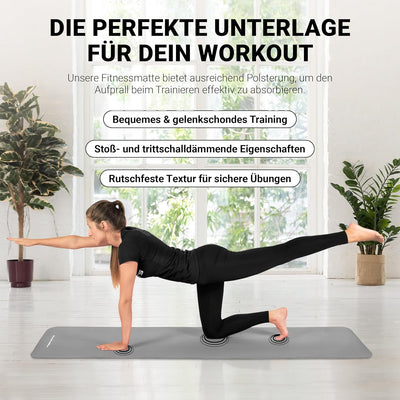 MSPORTS Gymnastikmatte | Yogamatte Premium rutschfest inkl. Tragegurt + Übungsposter + Workout App I