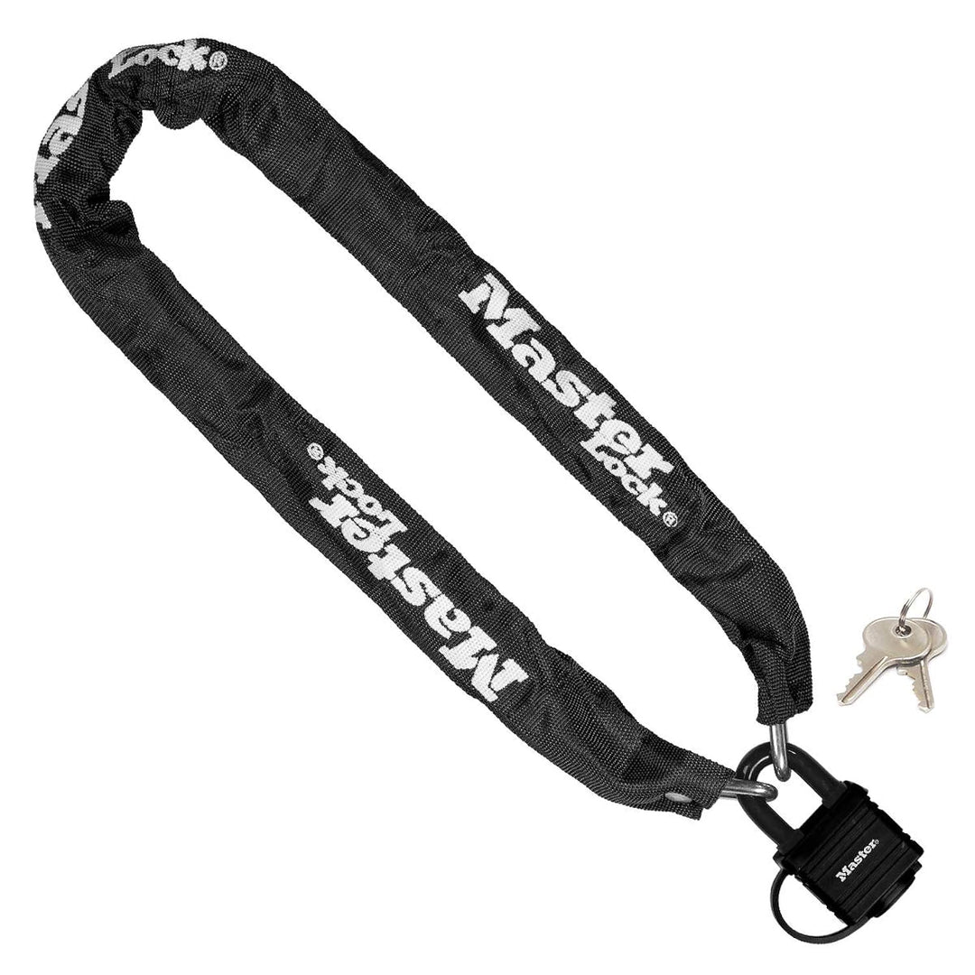 MASTER LOCK Fahrradschloss Stahlkettenglied mit Vorhängeschloss [mit Schlüssel] [90 cm Kette] 8390EU