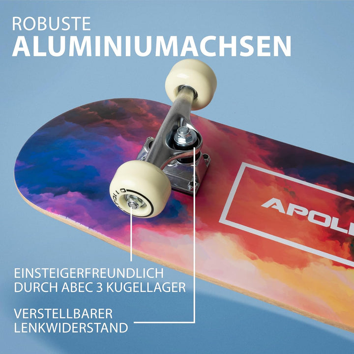 Apollo Kinder Skateboard, kleines Komplett Board mit ABEC 3 Kugellagern und Aluminium Achsen,Coole D