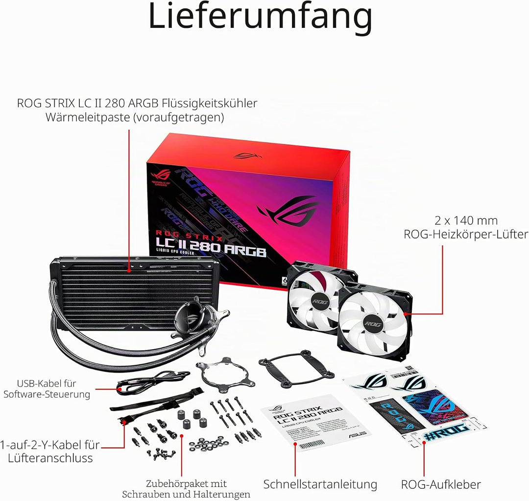 ASUS ROG STRIX LC II 240 ARGB All-in-One Flüssig-CPU-Wasserkühlung (Aura Sync, zwei adressierbare RO