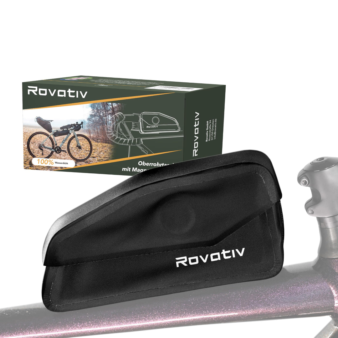 Rovativ® Bikepacking Oberrohrtasche [1 Liter] 100% Wasserdicht - Schraubbar mit magnetischem Deckel