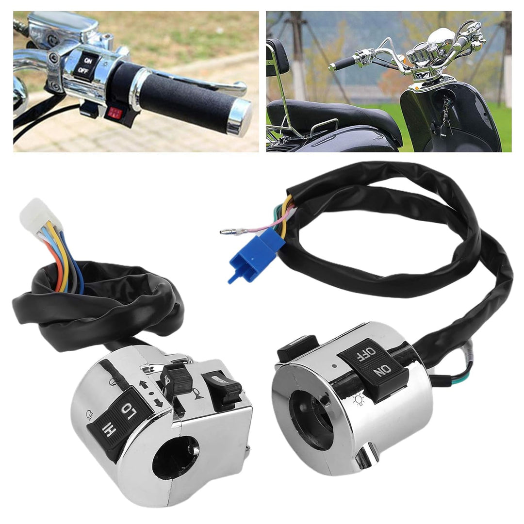 Dioche Motorrad Lenkerschalter, 1 Paar 25 mm Motorrad Lenker, Kontrollknopf für Scheinwerfer Blinker