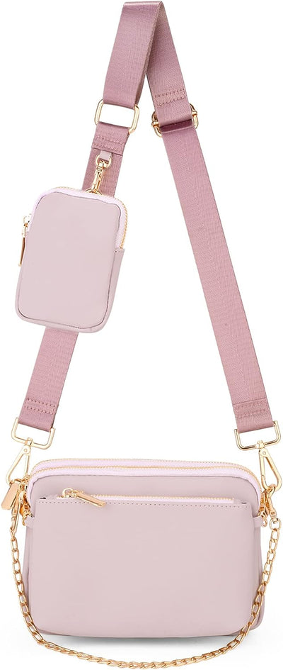 UTO Kleine Umhängetasche Damen 3 in 1 Crossbody Bag Damen Breiter Gurt mit Münzbeutel Handtasche mit