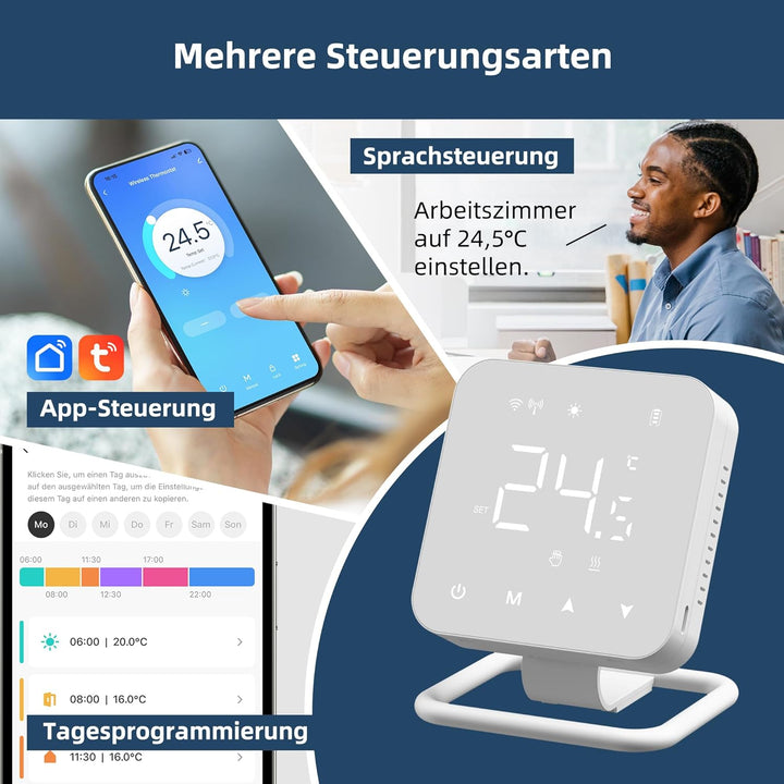 Beok Thermostat Fussbodenheizung WiFi Für Wasser Fussbodenheizung und Gaskessel, Tuya Smart Raumther